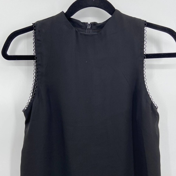 REISS Black Metallic Coral Design Sleeveless Flowey Tiered Shift Dress Size 0 - Picture 4 of 9